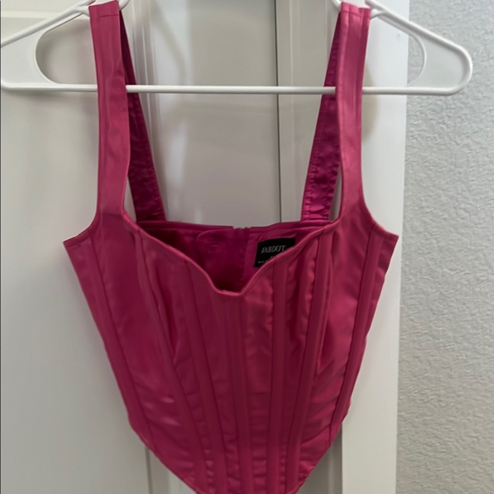 Faux leather Pink bardot Corset Top